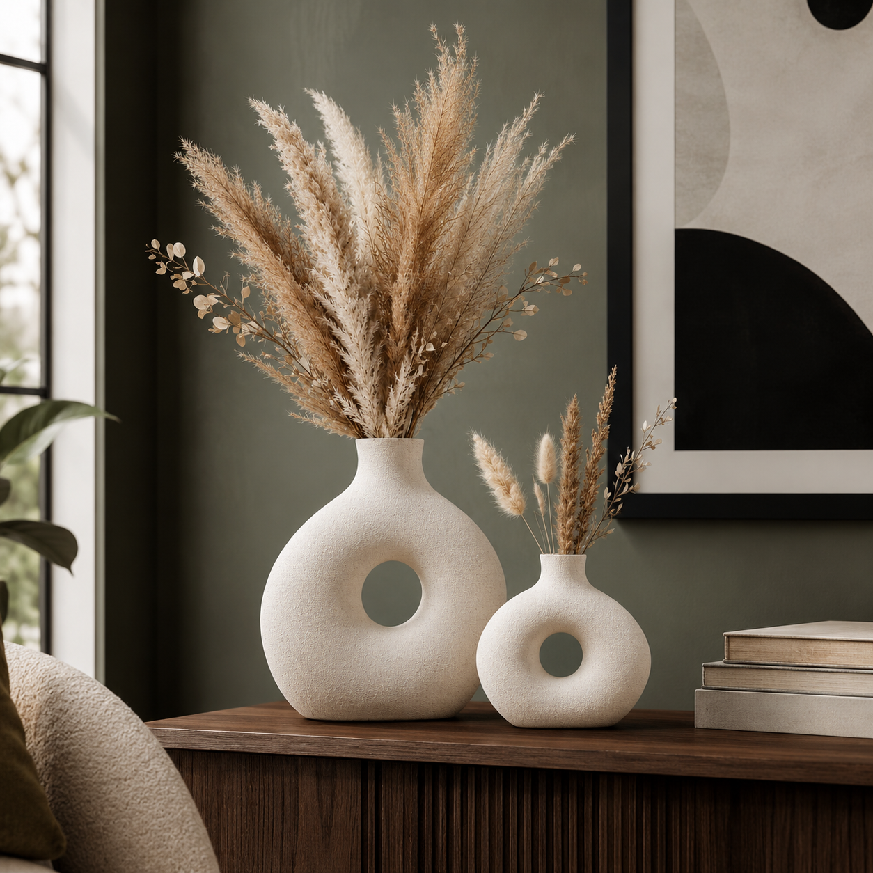 Decorative Ceramic Pampas Vase Set