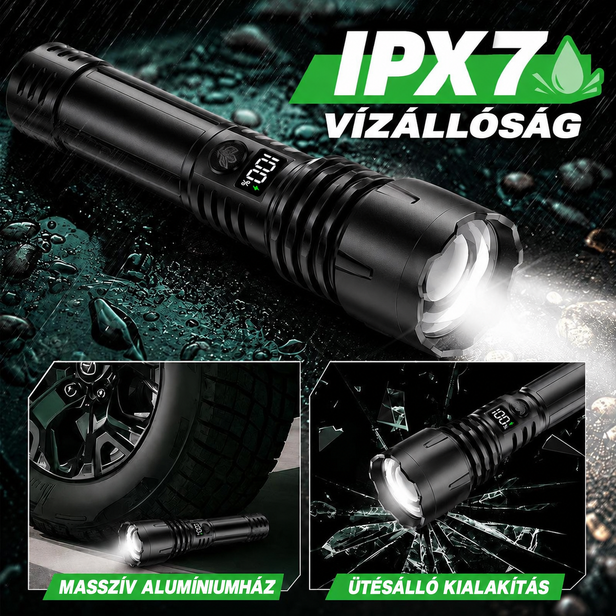 Billhol® szuperfényes taktikai túlélő zseblámpa · Több mint 2 millió eladott darab · Akár 80-szor erősebb fény · Akár 120 órás üzemidő · Katonai COB LED-technológia