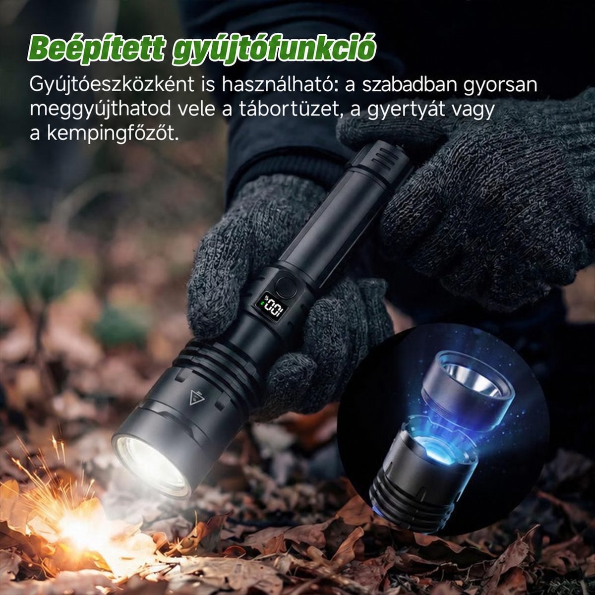 Billhol® szuperfényes taktikai túlélő zseblámpa · Több mint 2 millió eladott darab · Akár 80-szor erősebb fény · Akár 120 órás üzemidő · Katonai COB LED-technológia