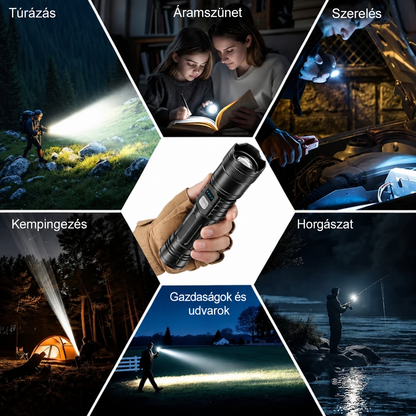 Billhol® szuperfényes taktikai túlélő zseblámpa · Több mint 2 millió eladott darab · Akár 80-szor erősebb fény · Akár 120 órás üzemidő · Katonai COB LED-technológia
