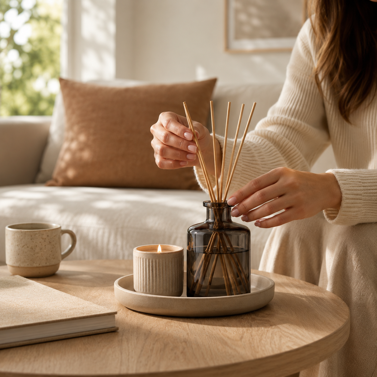 Reed Diffuser & Candle Tray Set