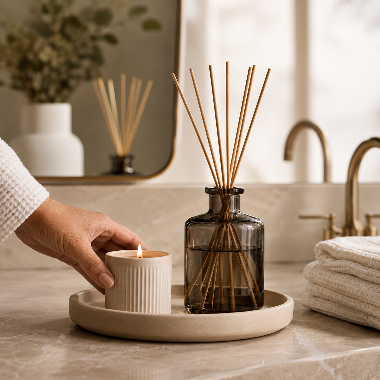 Reed Diffuser & Candle Tray Set