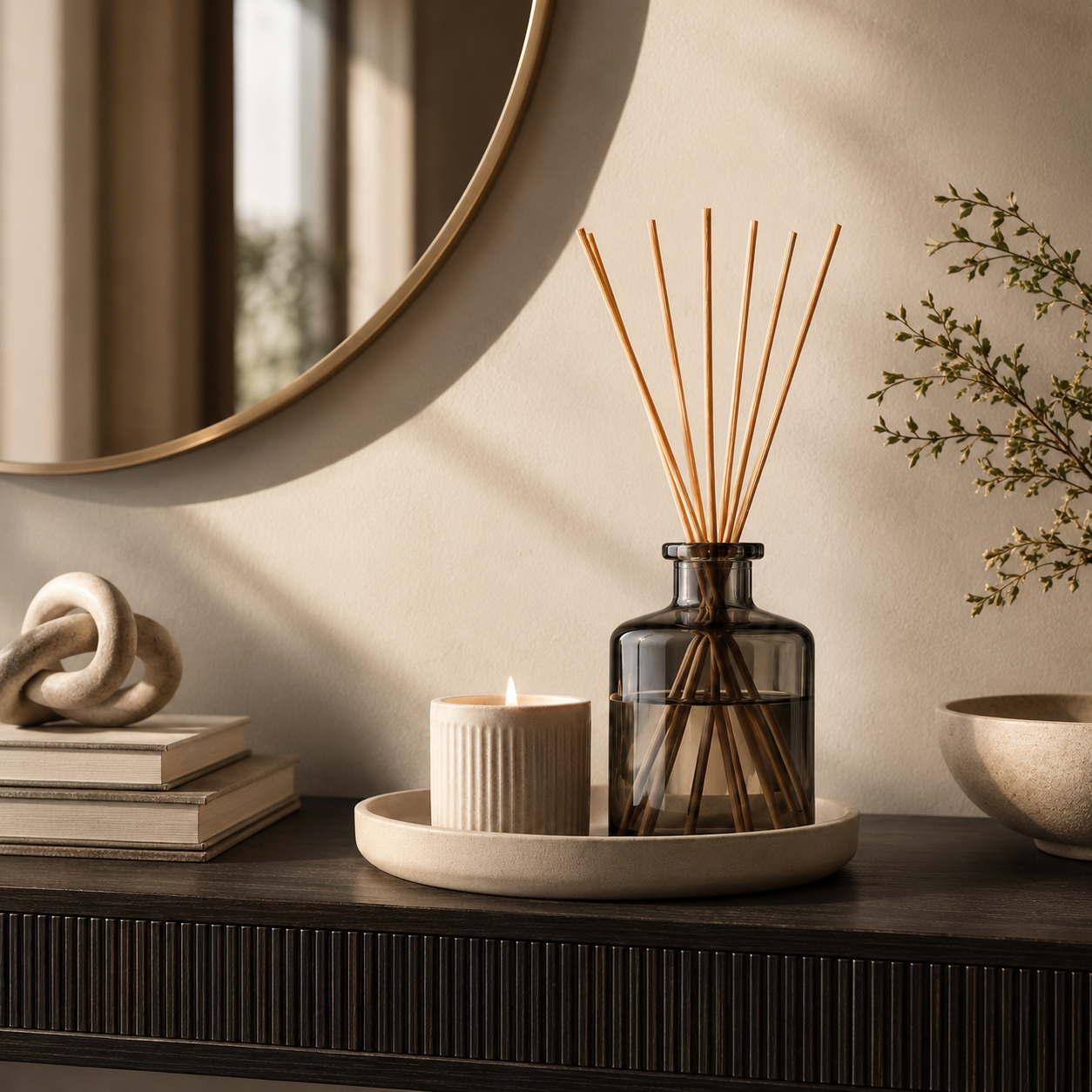 Reed Diffuser & Candle Tray Set