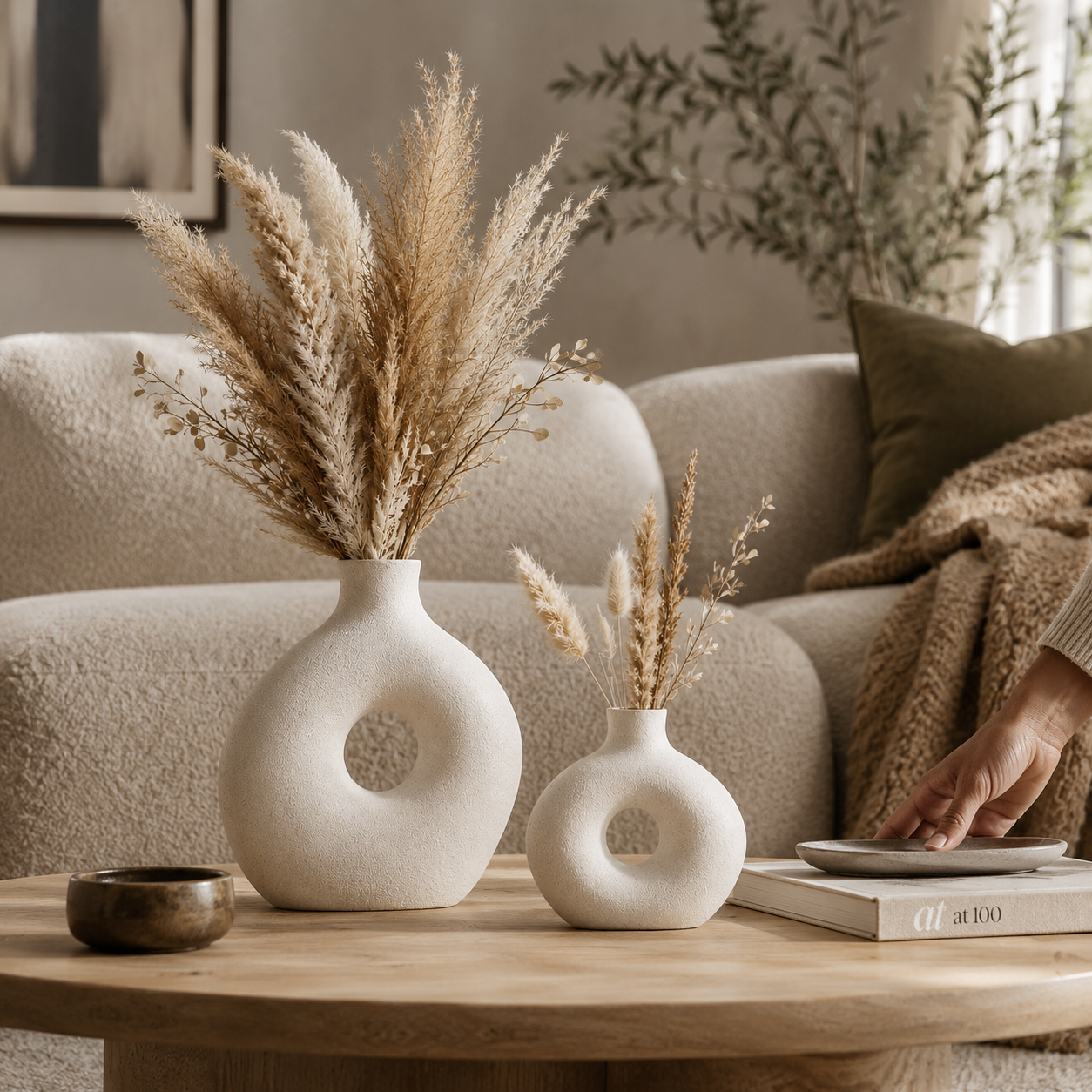 Decorative Ceramic Pampas Vase Set
