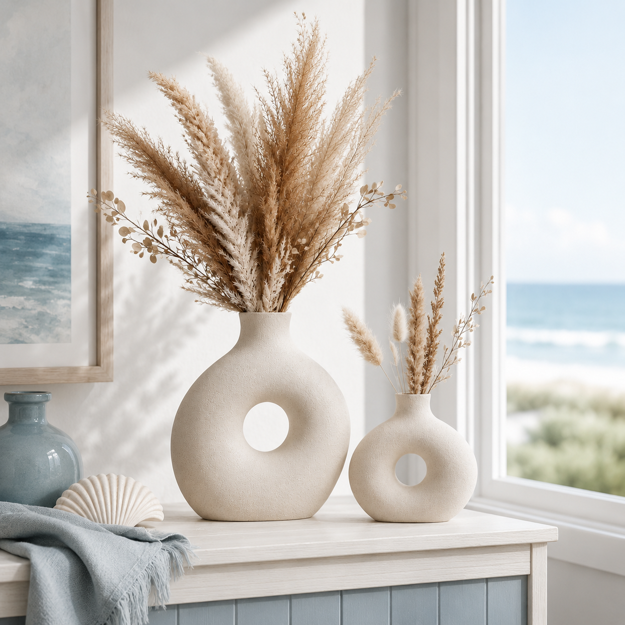 Decorative Ceramic Pampas Vase Set
