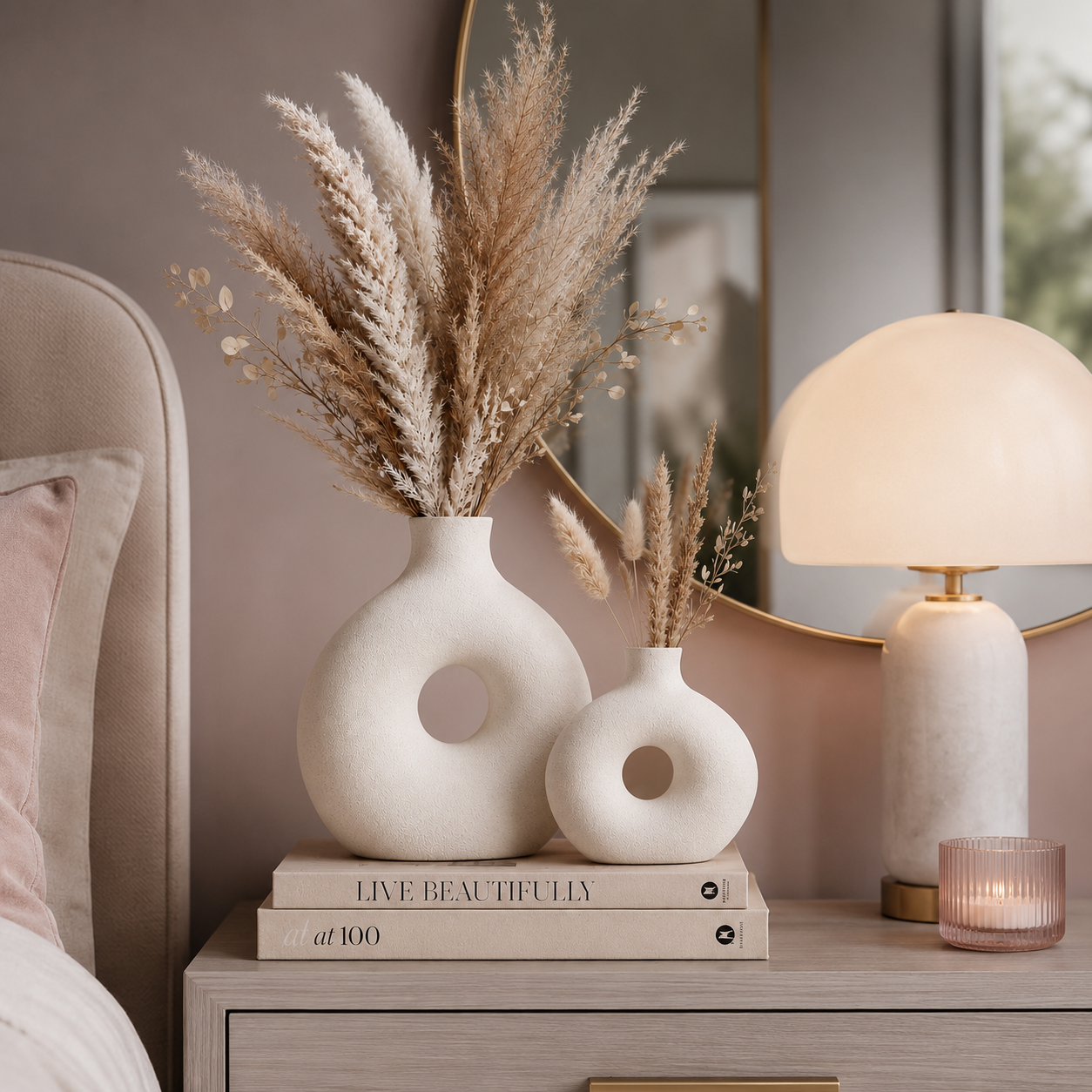 Decorative Ceramic Pampas Vase Set