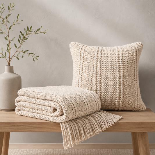 Instantly Cozy Knit Throw Blanket & Pillow Set