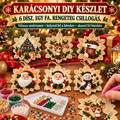 Toaimer®🎄🎅✨ Csillogó karácsonyi DIY díszek – 6 darabos készlet