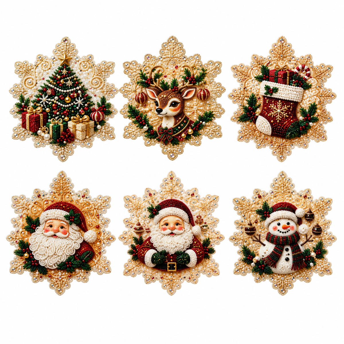 Toaimer®🎄🎅✨ Csillogó karácsonyi DIY díszek – 6 darabos készlet