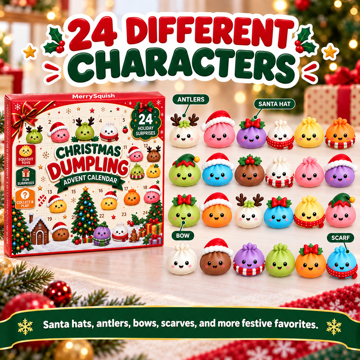 🎄 MerrySquish gombóc squishy adventi naptár – 24 puha meglepetés karácsonyig